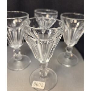 VTG Crystal Cordial Glasses 4 Clear Cut Paneled Stemware 4" Liqueur Aperitif